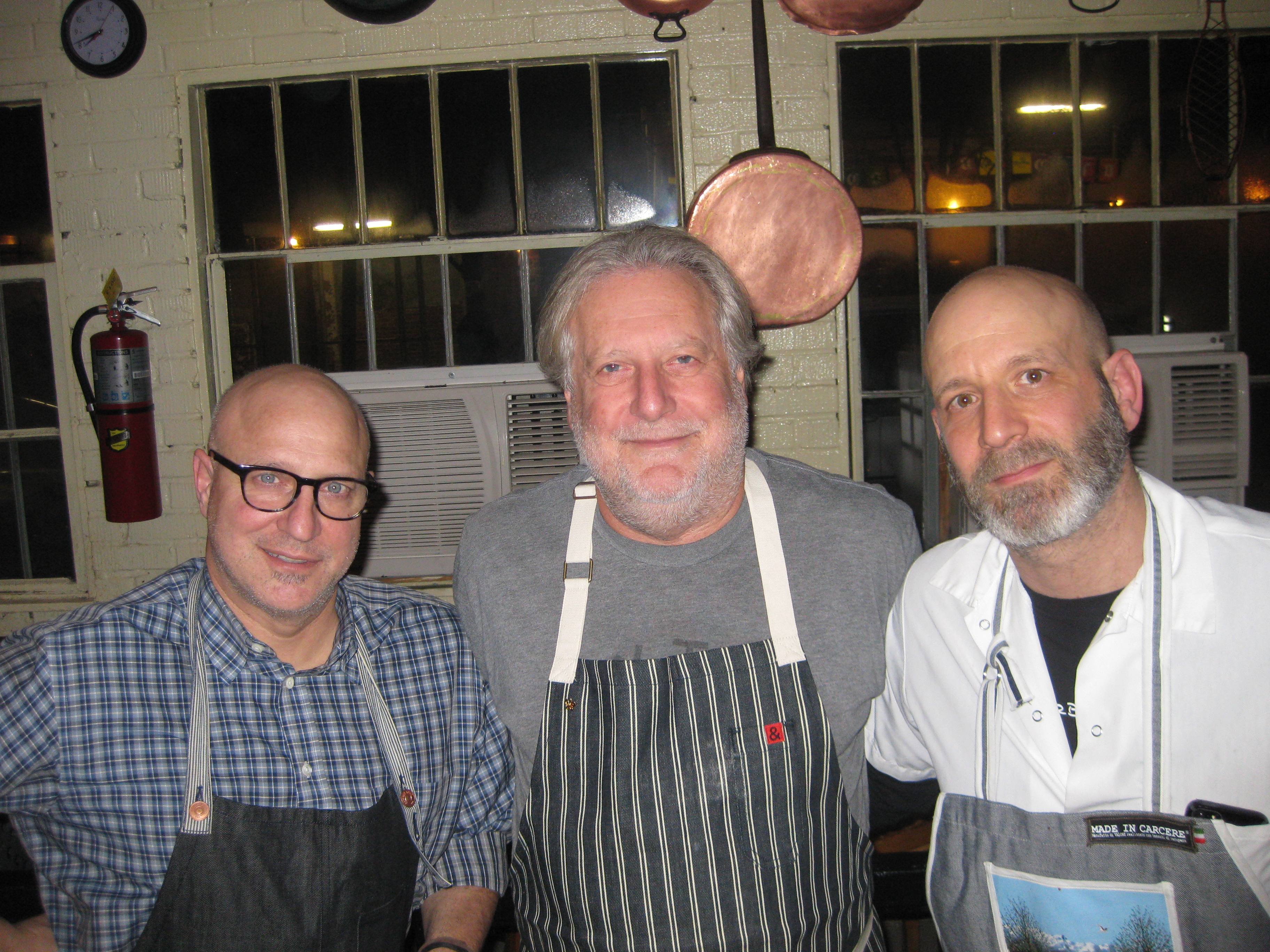 Tom Colicchio, Jonathan Waxman, and Mark Vetri at the first of three nights celebrating Barbuto's 10th Anniversary.  Monday, February 10, 2014.