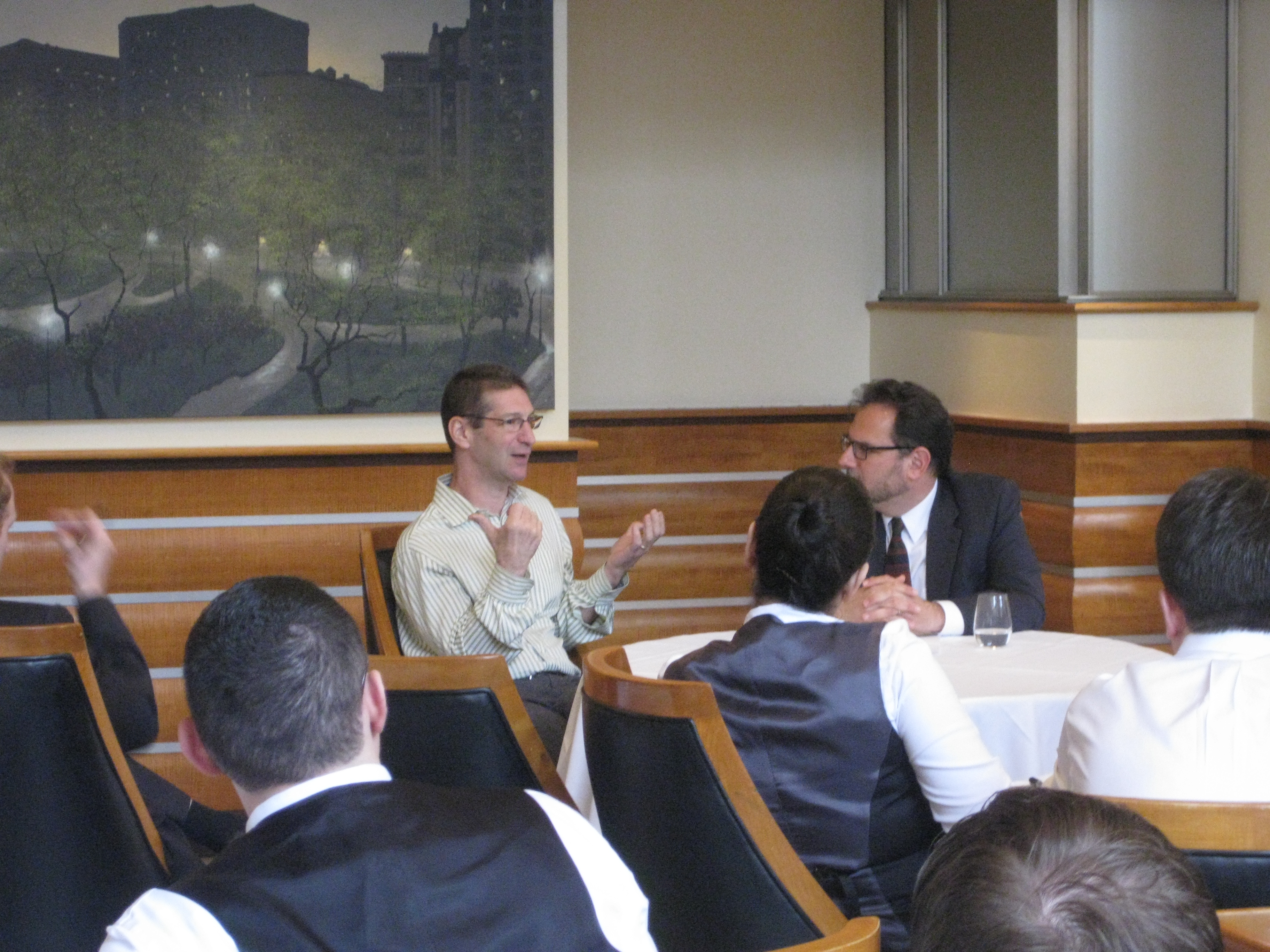 David Waltuck and I, speaking to the Eleven Madison Park team at a "Happy Hour" talk.  