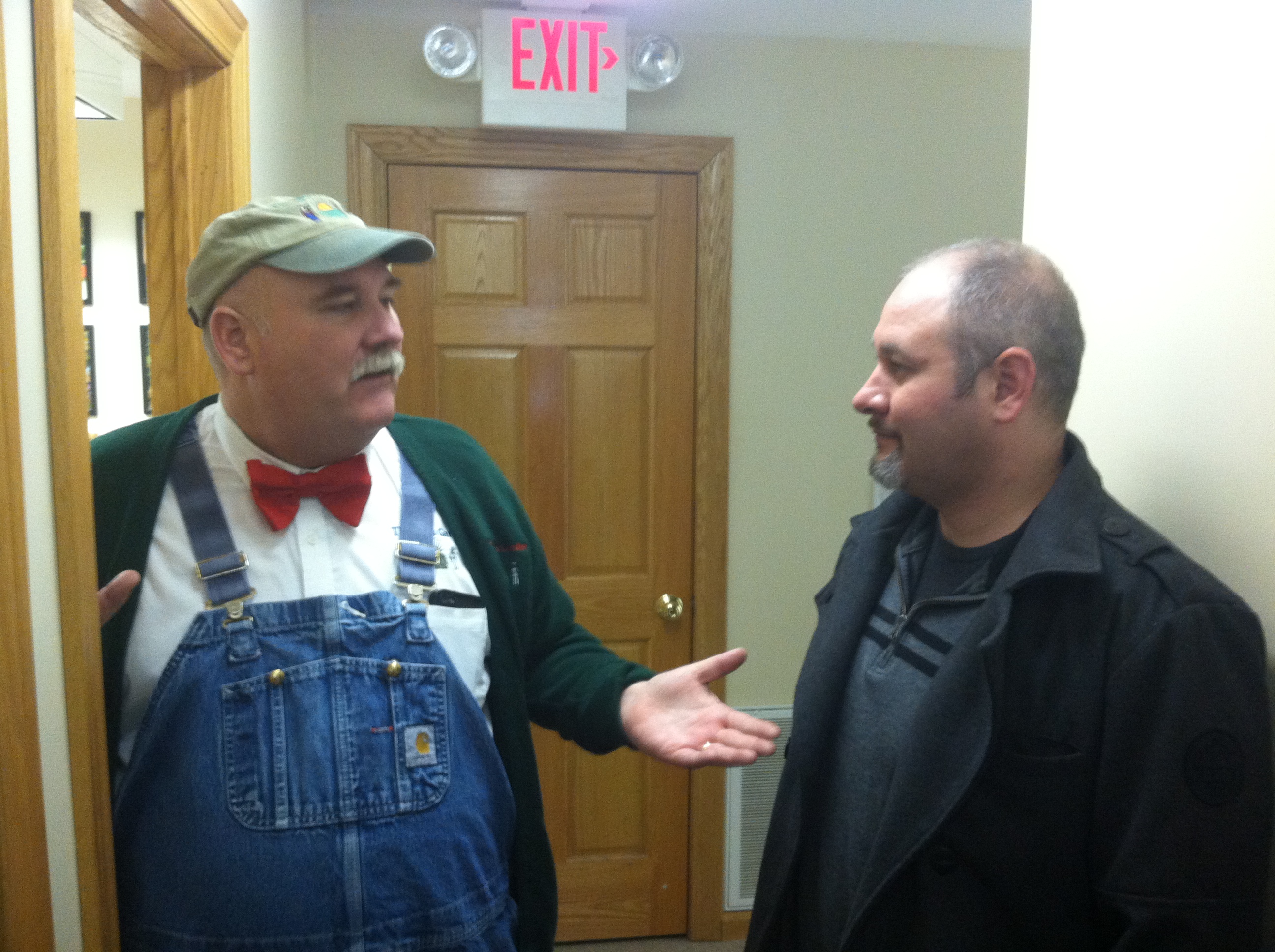 Lee Jones talks shop with Chef Skyler Golden in the offices of the Chef's Garden